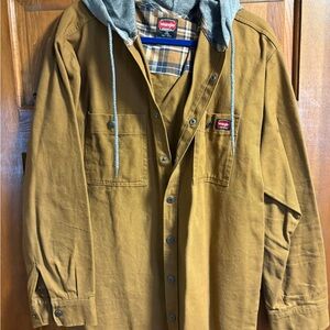 Wrangler Men's Tan Hooded Shirt Jacket